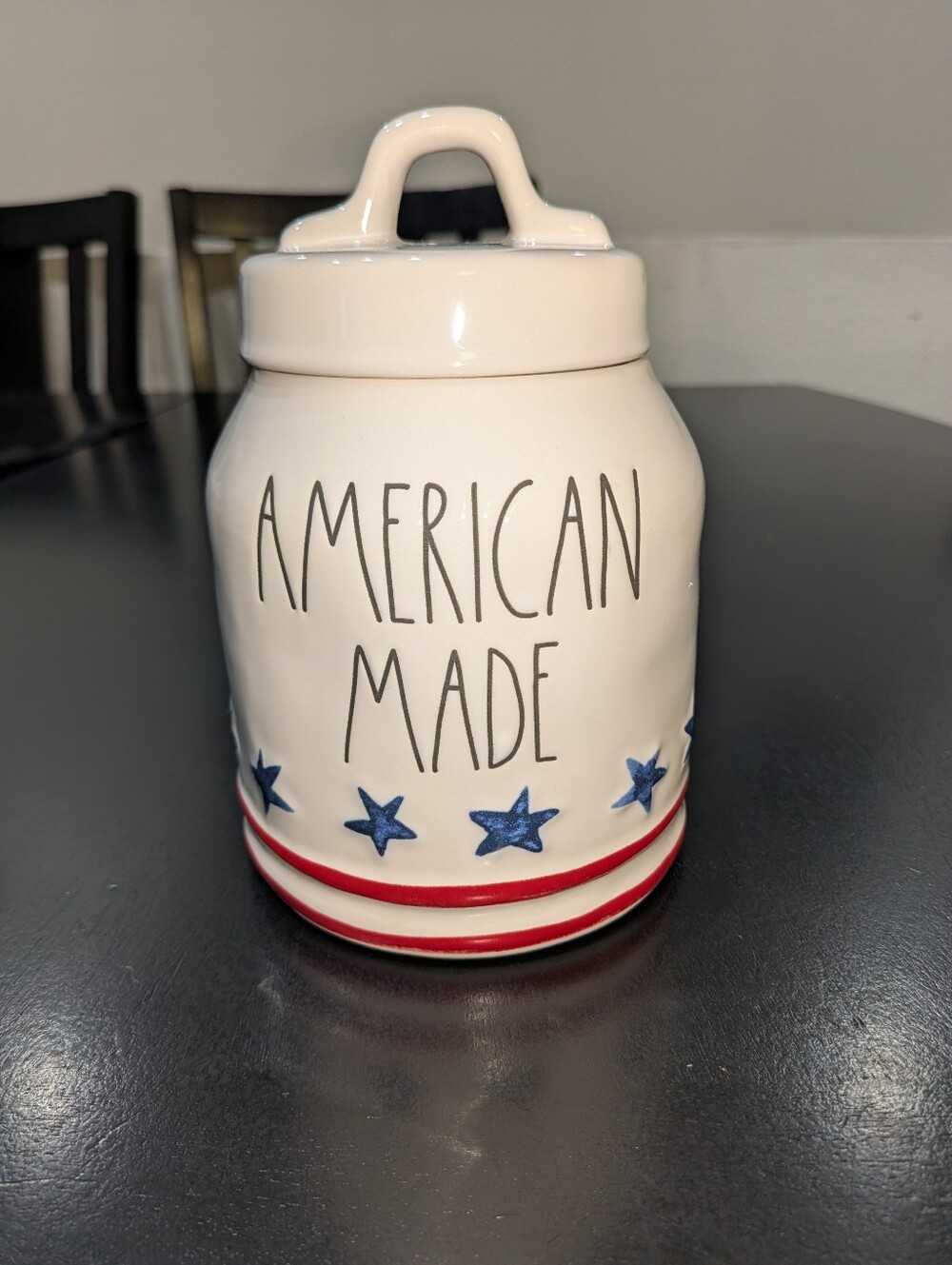Rae Dunn "American Made" Patriotic Baby-Size Ceramic Canister